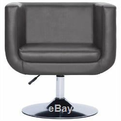Swivel Tub Chair Grey Faux Leather Cube Chair Lounge Office Salon Armchair Seat