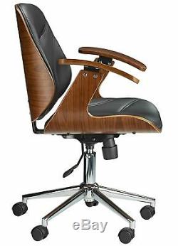 Swivel Vintage Chair Retro Style Leather Computer PC Desk Seat Wood Armchair New