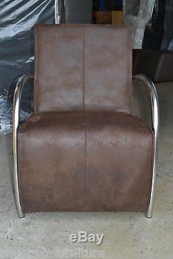 Sydney Armchair, Chair, Brown Suede Leather, Home Office, RRP £1200, New