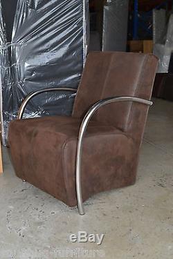 Sydney Armchair, Chair, Brown Suede Leather, Home Office, RRP £1200, New