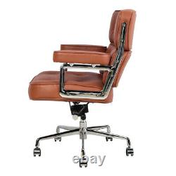 TAN Genuine Leather EXECUTIVE CHAIR Office Chair Aluminium Base Swivel