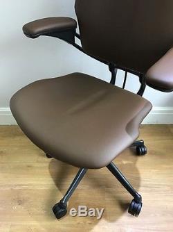 Tan Leather Humanscale Freedom Ergonomic Office Task Chair With Headrest