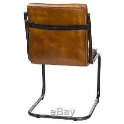 Tan Antique Brown Leather Ribbed Billy Dining Kitchen Office Chair (h20381)