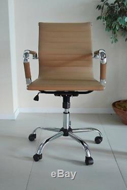 Tan Designer Ribbed Director Chair Computer Office Swivel