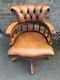 Tan Leather Chesterfield Captains Chair Office Chair