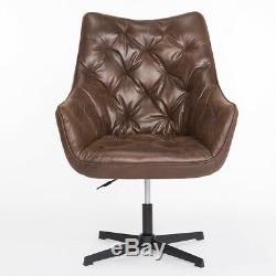 Tan Leather Office Chair Lifting Armchair Rhombic High Back Desk Home Reception