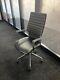 Teknion Black Leather Executive Boardroom Office Swivel Chair Alloy Frame