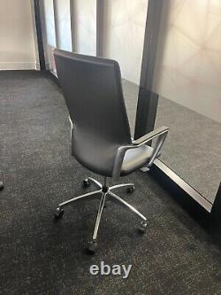 Teknion Black Leather Executive Boardroom Office Swivel Chair Alloy Frame