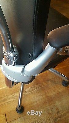 Teknion Okamura super Executive high back Chair Chrome/Alli Black Leather # 10