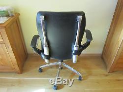 Teknion quality leather upholstery office chair with back, seat, arms adjustment