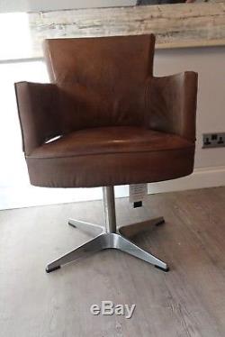 Timothy Oulton Swinderby Swivel Office Chair'' Destroyed Leather Finish