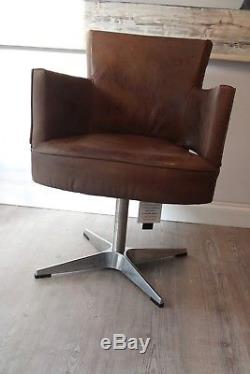 Timothy Oulton Swinderby Swivel Office Chair'' Destroyed Leather Finish