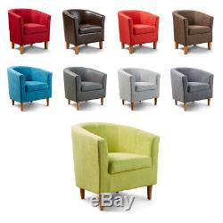 Tub Chair Wooden Legs Fabric Faux Leather Armchair Office Reception Seats