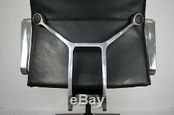 UK DELIVERY Girsberger Diagon Medium Back Chairs Black Leather Polished