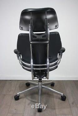 UK DELIVERY Humanscale Freedom Headrest Chair Black Leather Polished Frame