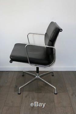 UK DELIVERY Vitra Eames Chairs EA 208 Black Leather Soft Pad Polished Alu