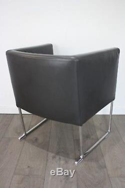 UK & EU DELIVERY Set of 4 B&B Italia Solo Chairs Grey Leather Meeting Room