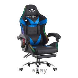 UK Office Chair Racing Gaming Chairs with LED Lights Executive Recliner Footrest