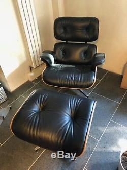 Ultra Luxe full aniline Herman Miller Eames style Lounge Chair and Ottoman