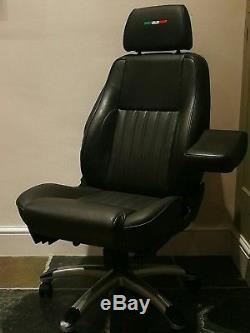 Unique Alfa Romeo Car Seat Office Chair in Black Leather. Specially Commissioned