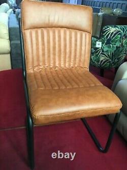 Urban Vintage Retro Style Dining /Office Chair in Antique Tan PU Leather RRP£250