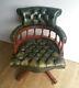 Vintage Green Leather Chesterfield Captains Chair Delivery Poss