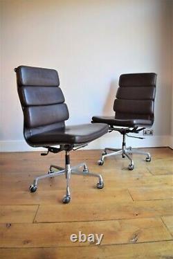 VINTAGE ORIGINAL CHARLES EAMES LEATHER SOFT PAD CHAIR FOR ICF computer office