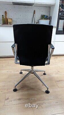 VITRA Meda Black Leather & Chrome Office Desk Chair