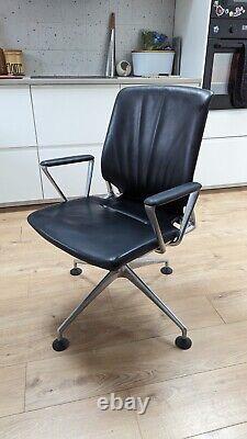 VITRA Meda Black Leather & Chrome Office Desk Chair