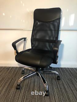 Vegas Black Leather Executive Mesh Office Chair