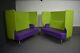 Verco Green/purple Leather Office Reception Compact Acoustic Sofa Boothes Pair