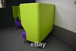 Verco Green/Purple Leather Office Reception Compact Acoustic Sofa Boothes PAIR