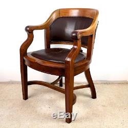Victorian Walnut & Leather Bow Back Wide Desk Office Arm Chair-UK delivery £95