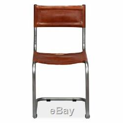 VidaXL 2x Dining Chairs Genuine Leather Brown Office Kitchen Furniture Seat