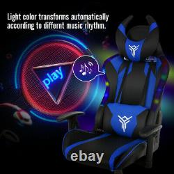 Video Gaming Racing Chair with RGB LED Light Swivel Leather Computer Desk Office