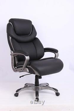 VinMax Black Leather Executive Swivel Big & Tall Office Chair