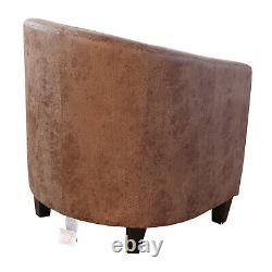 Vingtage Tub Chair Leather Armchair Dining Living Room Office Reception Cuddle