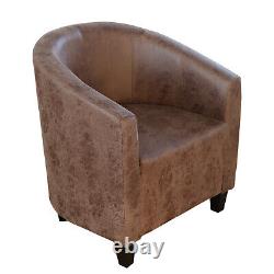 Vingtage Tub Chair Leather Armchair Dining Living Room Office Reception Cuddle