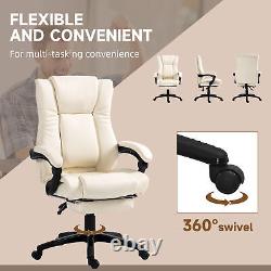 Vinsetto Executive Home Office Chair High Back Recliner, with Foot Rest, Cream
