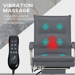 Vinsetto Faux Leather Vibration Massage Office Chair with Heat, Footrest, Grey