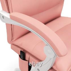 Vinsetto Faux Leather Vibration Massage Office Chair with Heat, Footrest, Pink