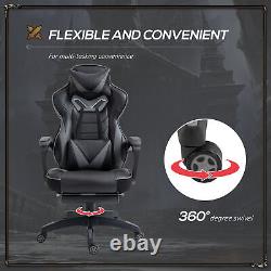 Vinsetto Gaming Chair Ergonomic Reclining Manual Footrest 5 Wheels Stylish Grey