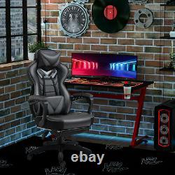 Vinsetto Gaming Chair Ergonomic Reclining Manual Footrest 5 Wheels Stylish Grey