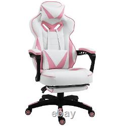 Vinsetto Gaming Chair Ergonomic Reclining Manual Footrest 5 Wheels Stylish Pink