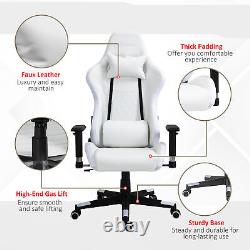 Vinsetto Gaming Chair with RGB LED Light, Arm, Swivel Office Gamer Recliner, White