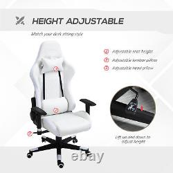 Vinsetto Gaming Chair with RGB LED Light, Arm, Swivel Office Gamer Recliner, White