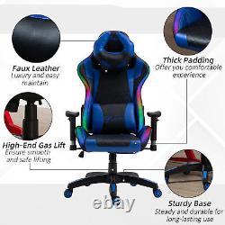 Vinsetto Gaming Office Chair with Light, Lumbar Support, Gamer Recliner, Blue