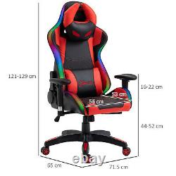 Vinsetto Gaming Office Chair with Light, Lumbar Support, Gamer Recliner, Red