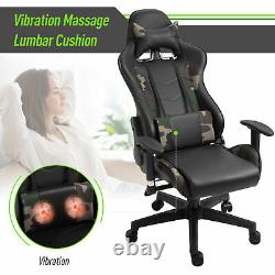 Vinsetto Gaming Office Chair with Massage Lumbar Support, Camouflage Panels Green