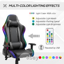 Vinsetto LED Light PU Leather Gaming Chair Thick Padding with Pillows Black